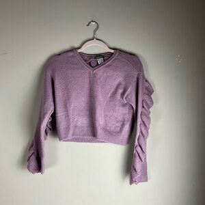 Venus Knit Frilly Backless Crop Top Sweater